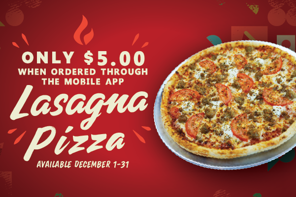 POM $5 Offers - Lasagna Pizza!
