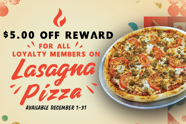 POM $5 Offers - Lasagna Pizza!